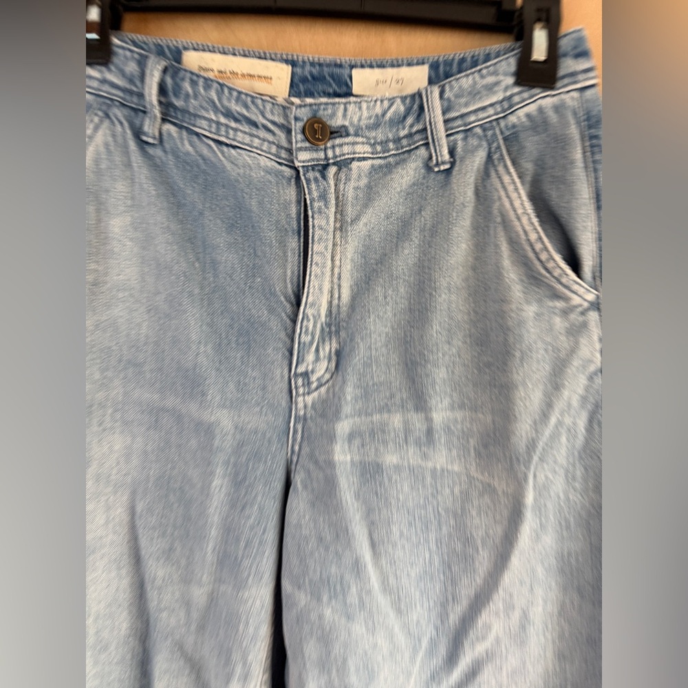 Pilcro and the Letterpress (Anthropologie) Light Bleach Tie Dye Wide Leg Jeans - Picture 10 of 16